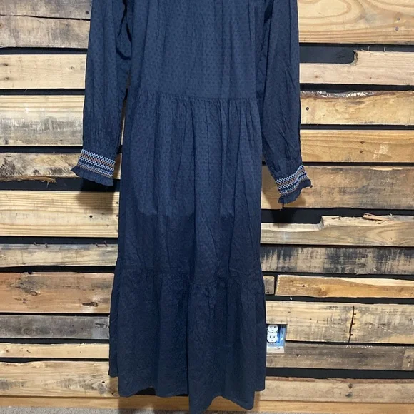 Universal Thread Boho Prairie Dress Small Long Black Smocked Embroidered‎ Maxi M - Picture 8 of 11
